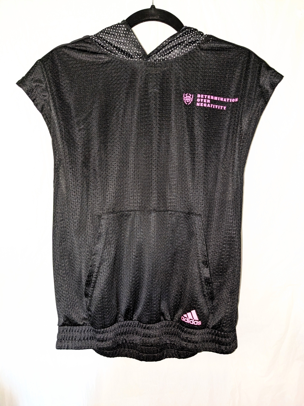 Adidas Donovan Mitchell Determination Black & Pink Sleeveless Hooded Mesh Top